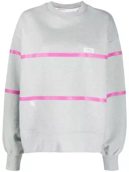 Gcds stripe-detailed sweatshirt, серый