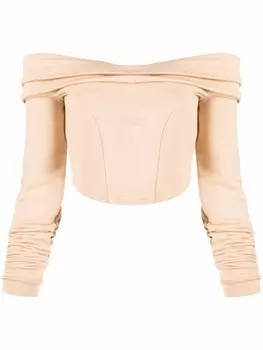 GCDS толстовка Couture с открытыми плечами и логотипом, серый