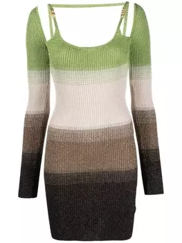 Gcds трикотажное платье мини в полоску, нейтральный цвет