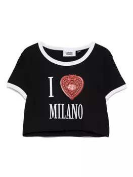 GCDS укороченная футболка, черный