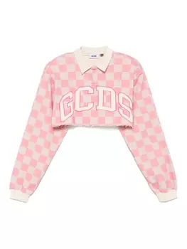 GCDS укороченная рубашка поло с логотипом, розовый