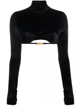 Gcds velvet-finish high-neck top, черный