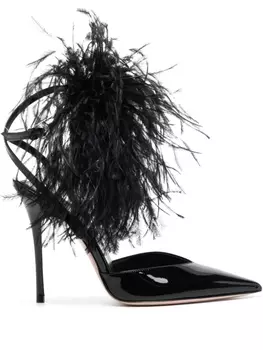 Gedebe туфли Deva 100 с перьями, черный