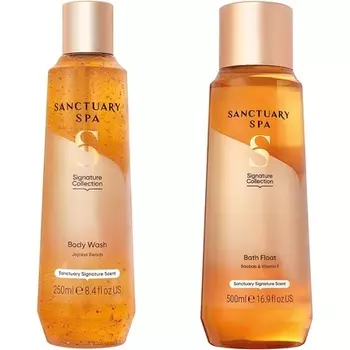 Гель для душа для мытья тела 250 мл, увлажняющее масло для тела 300 мл и поплавок для ванны с пеной для ванны 500 мл — веганские и без испытаний на животных, Sanctuary Spa