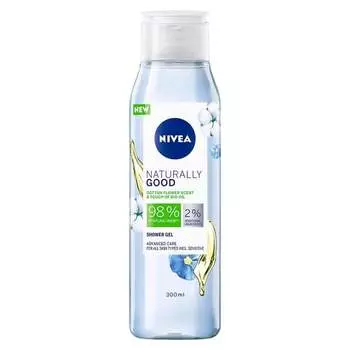 Гель для душа с ароматом хлопка и цветов и БИО-маслом 300мл Nivea, Naturally Good Shower Gel