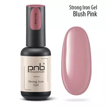 Гель для моделирования ногтей УФ/светодиод румяна розовый, 8 мл Pnb Strong iron gel, цвет blush pink