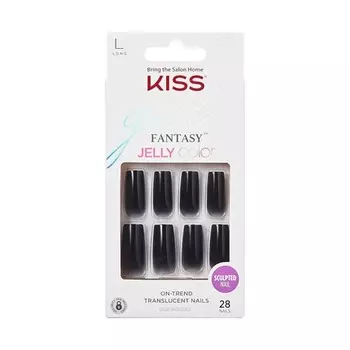 Гель Fantasy Press On Nails Jelly Gele Black Long Square Shape 28 ногтей 2 г клея 1 маникюрная палочка 1 мини-пилка розовая средняя Kiss