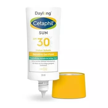 Гель-флюид Sun Sensitive SPF 30 30 мл Солнцезащитный крем для чувствительной и жирной кожи, склонной к солнечной аллергии. Высокоэффективный солнцезащитный крем для лица. Без отдушек и эмульгаторов Cetaphil