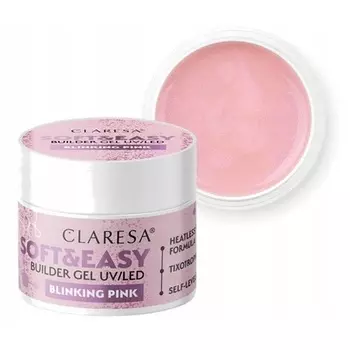 Гель-конструктор Soft & Easy, мерцающий розовый, 45 г Claresa