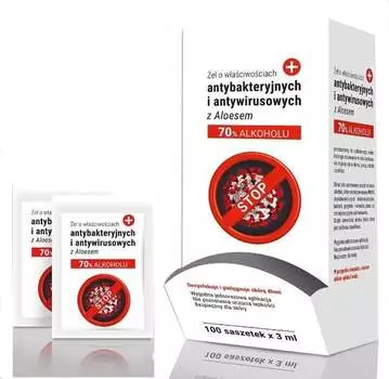 Гель с антибактериальными и противовирусными свойствами с алоэ 1 упаковка – 100 шт (пакетики по 3 мл), TENEX