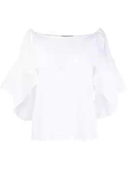 Gemy Maalouf блузка с открытыми плечами и оборками, белый