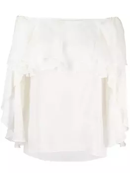 Gemy Maalouf блузка с открытыми плечами и оборками, нейтральный цвет