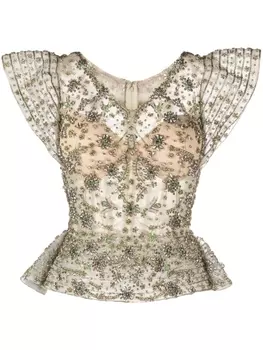 Gemy Maalouf джемпер с широкими рукавами и кристаллами, желтый