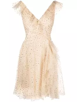 Gemy Maalouf платье из тюля с пайетками, нейтральный цвет