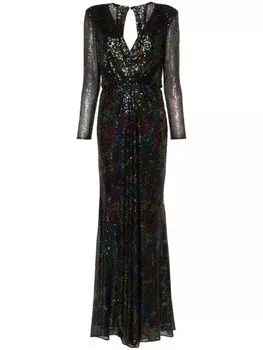 Gemy Maalouf платье с длинными рукавами и пайетками, черный