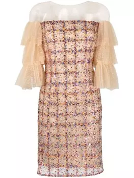 Gemy Maalouf платье с оборками, нейтральный цвет