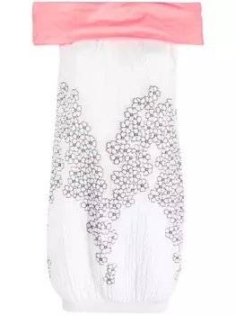 Gemy Maalouf платье с открытыми плечами и цветочным принтом, белый