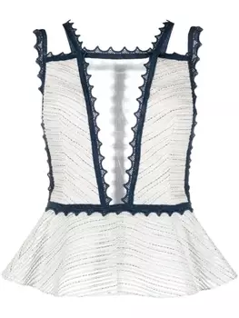 Gemy Maalouf топ с фестонами и вышивкой, синий