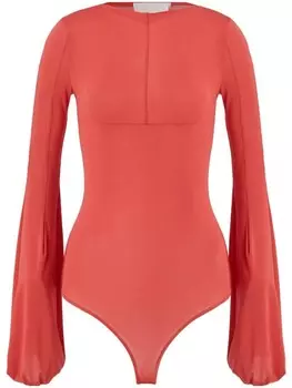 Genny боди с рукавами-фонариками, красный