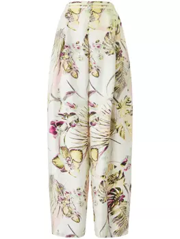 Genny брюки палаццо с цветочным принтом, белый