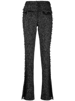 Genny брюки с завышенной талией и бахромой, черный