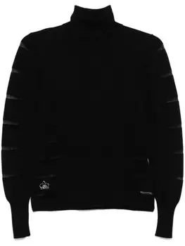 Genny джемпер с высоким воротником и прозрачными вставками, черный