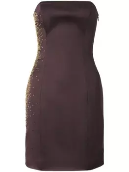 Genny мини-платье с заклепками, коричневый