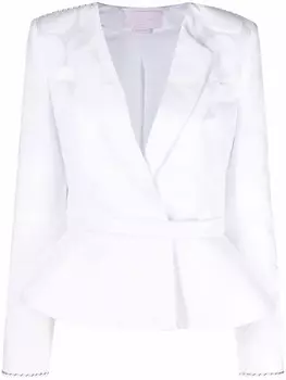 Genny однобортный блейзер с баской, белый