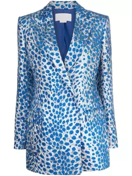 Genny однобортный блейзер с леопардовым принтом, серебристый