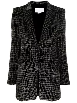 Genny однобортный блейзер с тиснением под кожу крокодила, черный