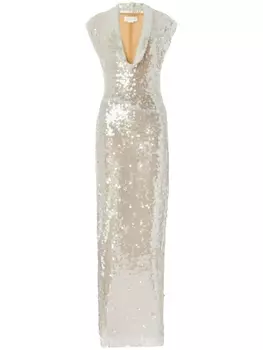 Genny платье макси без рукавов с пайетками, нейтральный цвет