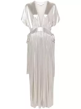 Genny платье макси с V-образным вырезом и сборками, серебристый