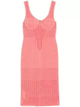 Genny платье миди в рубчик, розовый