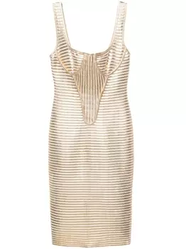 Genny платье миди в рубчик, золотой