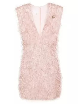 Genny платье мини с бахромой, розовый