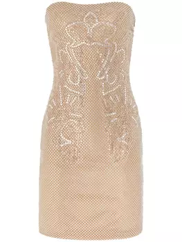 Genny платье мини с кристаллами, нейтральный