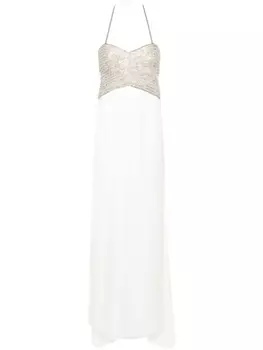 Genny платье с кристаллами, белый