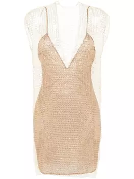 Genny платье с пайетками, коричневый