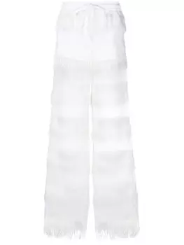 Genny полупрозрачные брюки с бахромой, белый