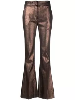 Genny расклешенные брюки с эффектом металлик, коричневый