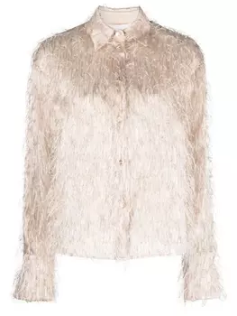 Genny рубашка с длинными рукавами и перьями, нейтральный цвет