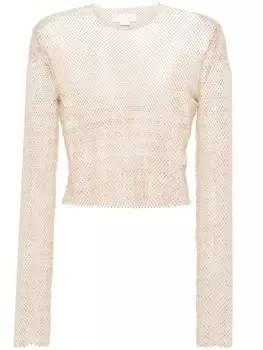 Genny сетчатый топ с кристаллами, нейтральный цвет