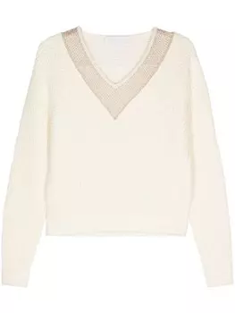 Genny свитер с горным хрусталем, белый