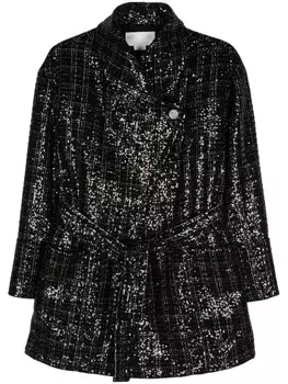 Genny твидовое пальто с пайетками, черный