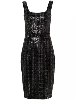 Genny твидовое платье миди с пайетками, черный