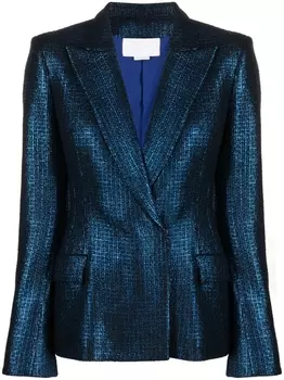 Genny твидовый блейзер с эффектом металлик, синий