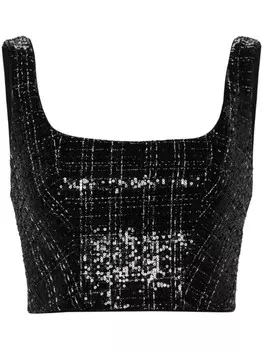 Genny твидовый топ с пайетками, черный