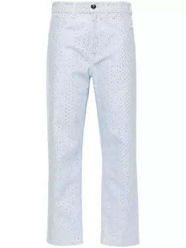 Genny укороченные джинсы со стразами, синий