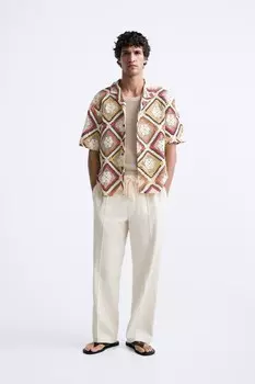 Геометрическая рубашка крючком ZARA, разноцветный