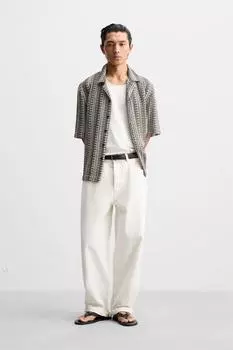 Геометрическая жаккардовая рубашка ZARA, цвет striped